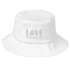 Love Dog Rescue Old School Bucket Hat | Love Rescued Me | Perfect gift for the dog lover in your family!| Multiple Hat Colors Available