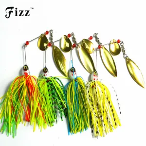 1 Piece 20.5g Super Luring Spinner Bait Double Reflective Golden Metal Spoon Buzzbait 3D Fish Eye Fishing Lure with Hook SB004