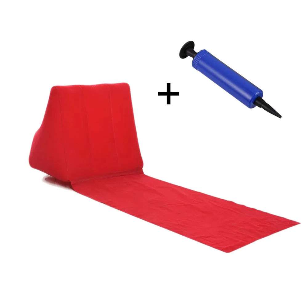 1PC Inflatable Beach Mat Foldable Soft Flocking Outdoor Camping Lounger Back Pillow Triangle Sand Beach Cushion Chair