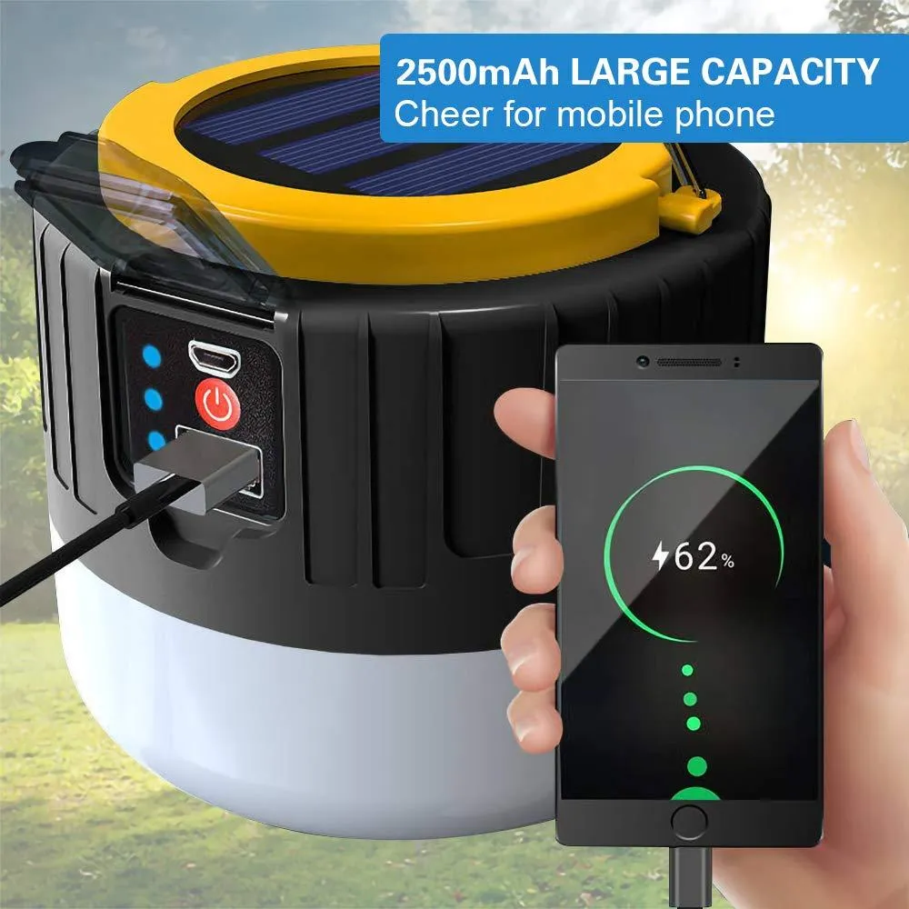 2024 Update Solar Lantern Flashlights Charging For Phone, USB Rechargeable Led Camping Lantern