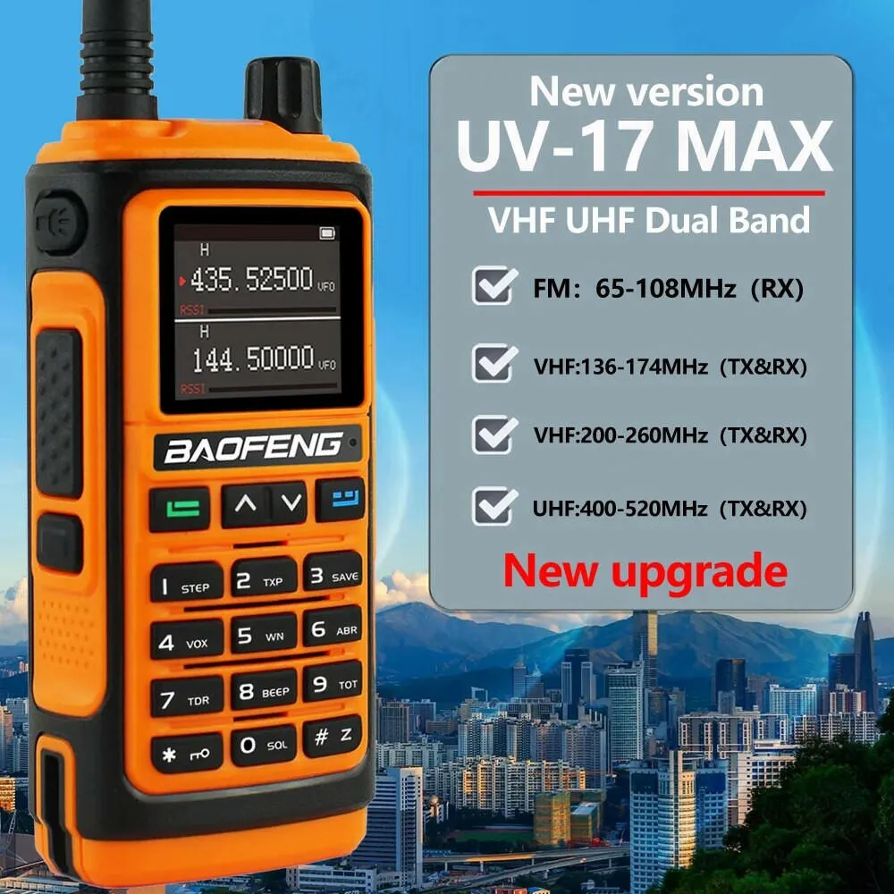 2PACK Baofeng UV-17 MAX 10W Four Bands Freq Copy Walkie Talkie Long Range Portable Ham Radio FM Amateur Professional 2-Way Radio