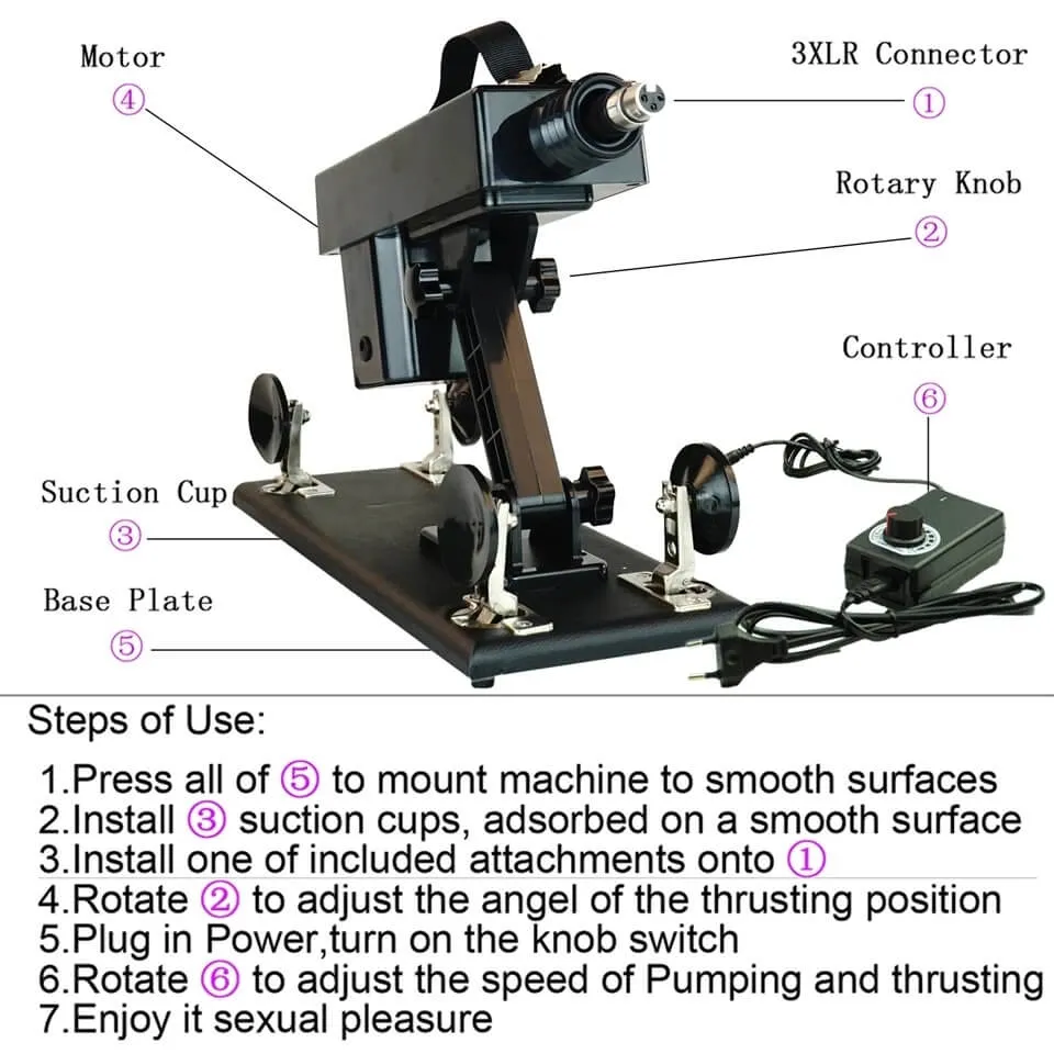 3XLR Sex Machines WIth Dildo, Extension rod, Sucker Cup