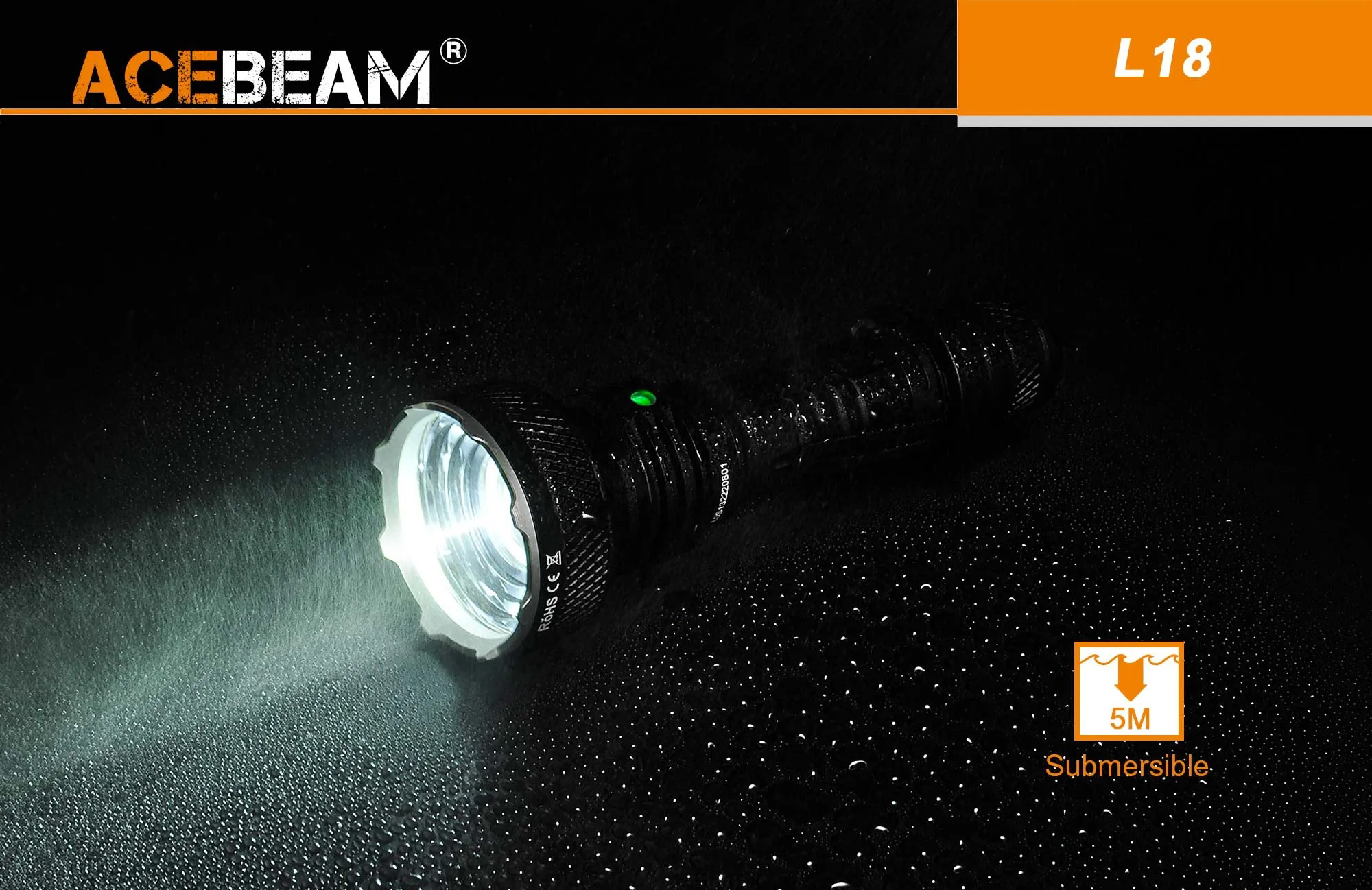 Acebeam L18 1500 Lumens LED Tactical Flashlight with Rechargeable 21700 Battery