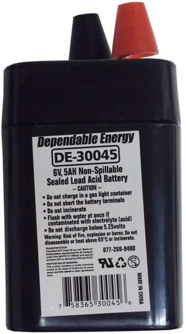 AMERICAN HUNTER DE650S /6V 5 AMP HR LANTERN RECHARGEABLE BATTERY / SPRING TOP BULK