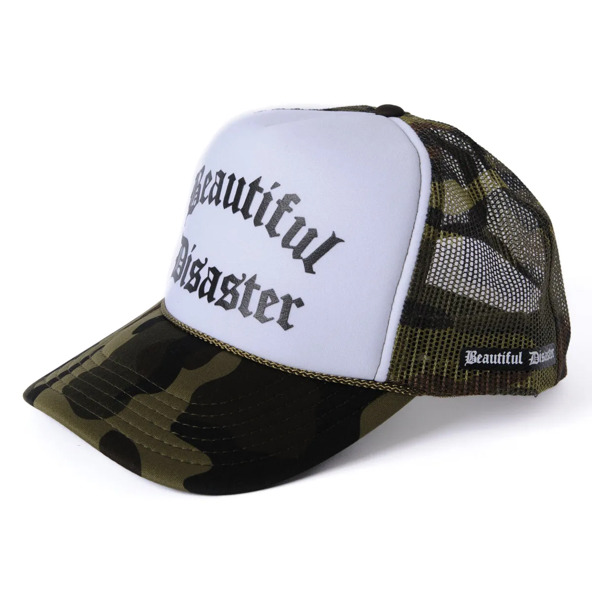 Beautiful Disaster Trucker Hat - White/Camo