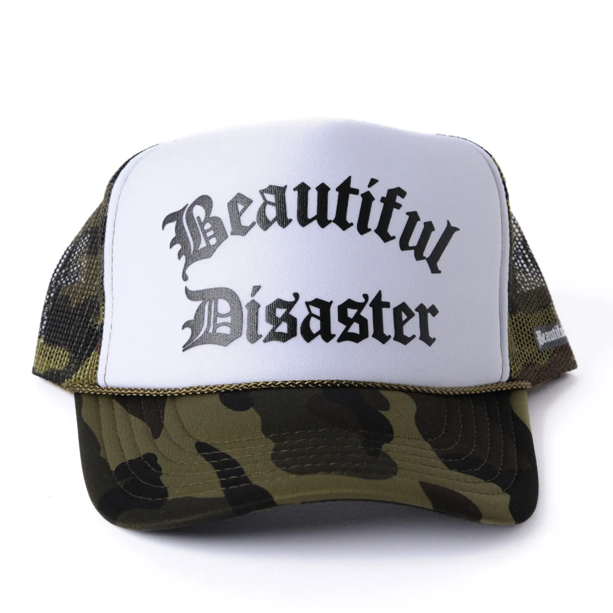 Beautiful Disaster Trucker Hat - White/Camo