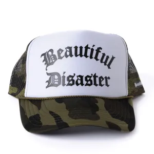 Beautiful Disaster Trucker Hat - White/Camo