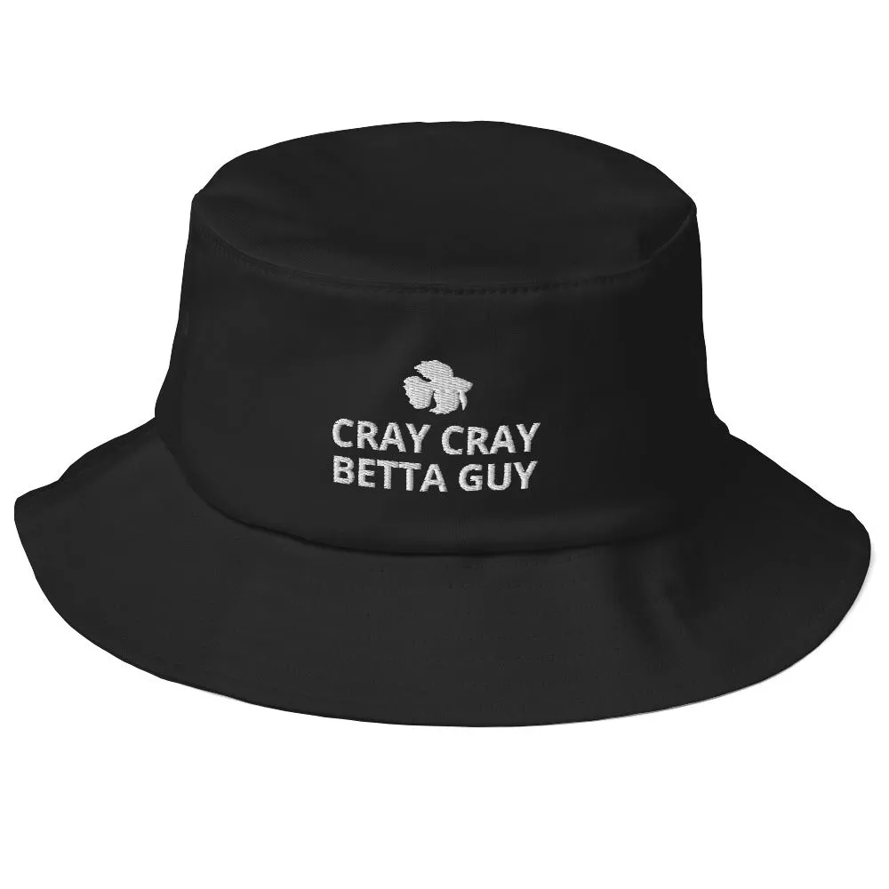 Betta Old School Bucket Hat | Cray Cray Betta Guy | Perfect gift for the Betta Fish lover! | Multiple Hat Colors Available