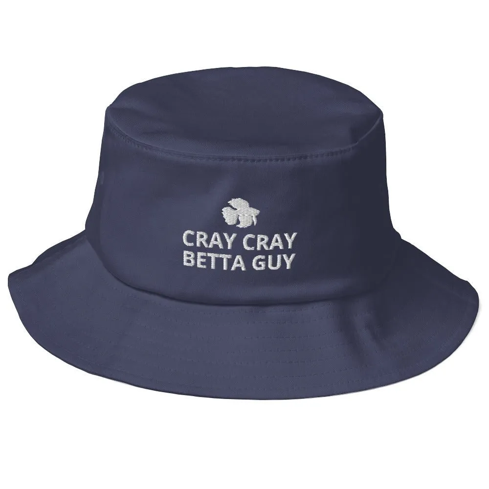 Betta Old School Bucket Hat | Cray Cray Betta Guy | Perfect gift for the Betta Fish lover! | Multiple Hat Colors Available