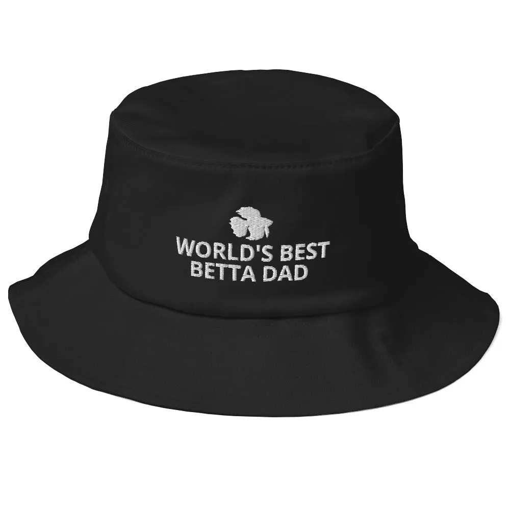 Betta Old School Bucket Hat | World's Best Betta Dad | Perfect gift for the Betta Fish lover! | Multiple Hat Colors Available