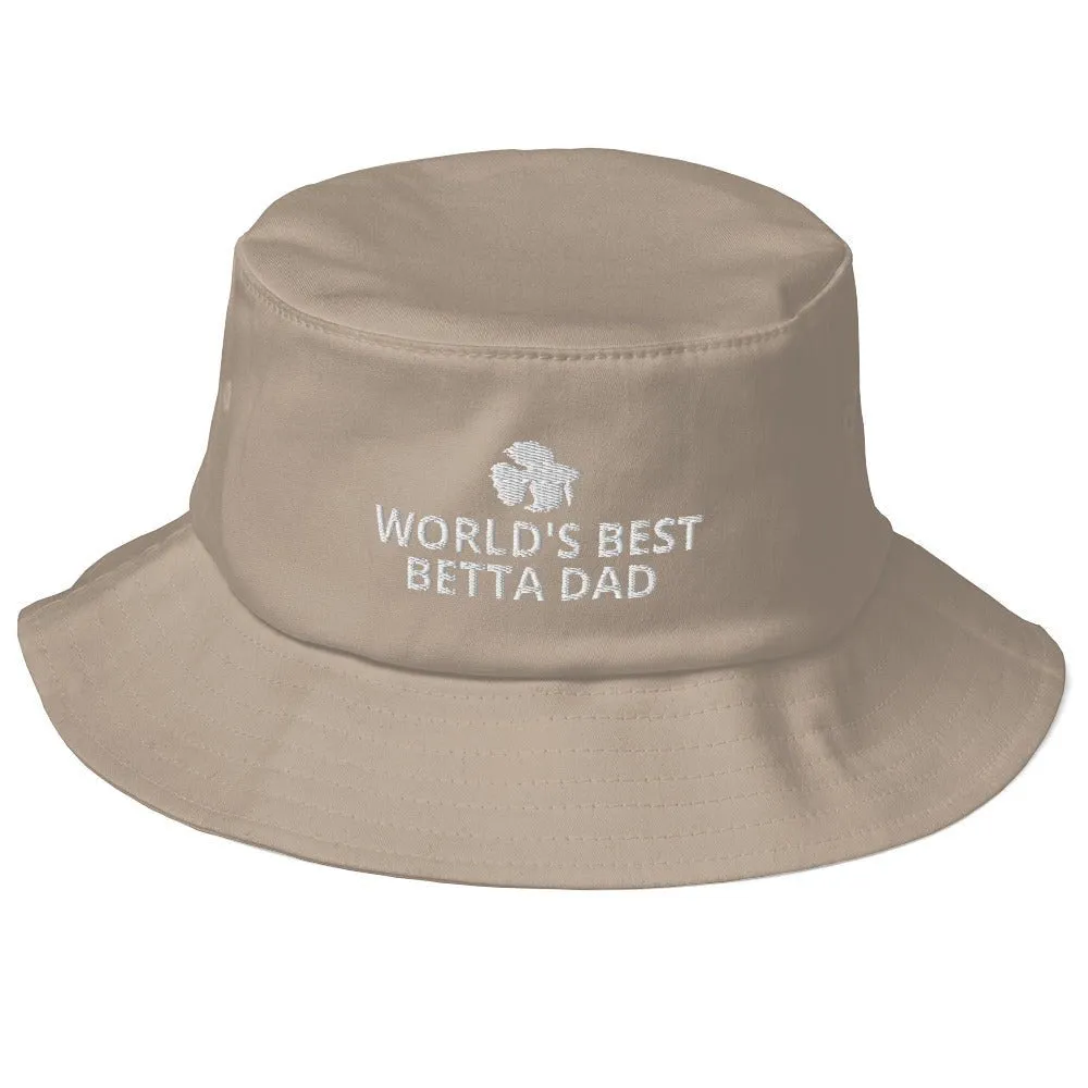 Betta Old School Bucket Hat | World's Best Betta Dad | Perfect gift for the Betta Fish lover! | Multiple Hat Colors Available