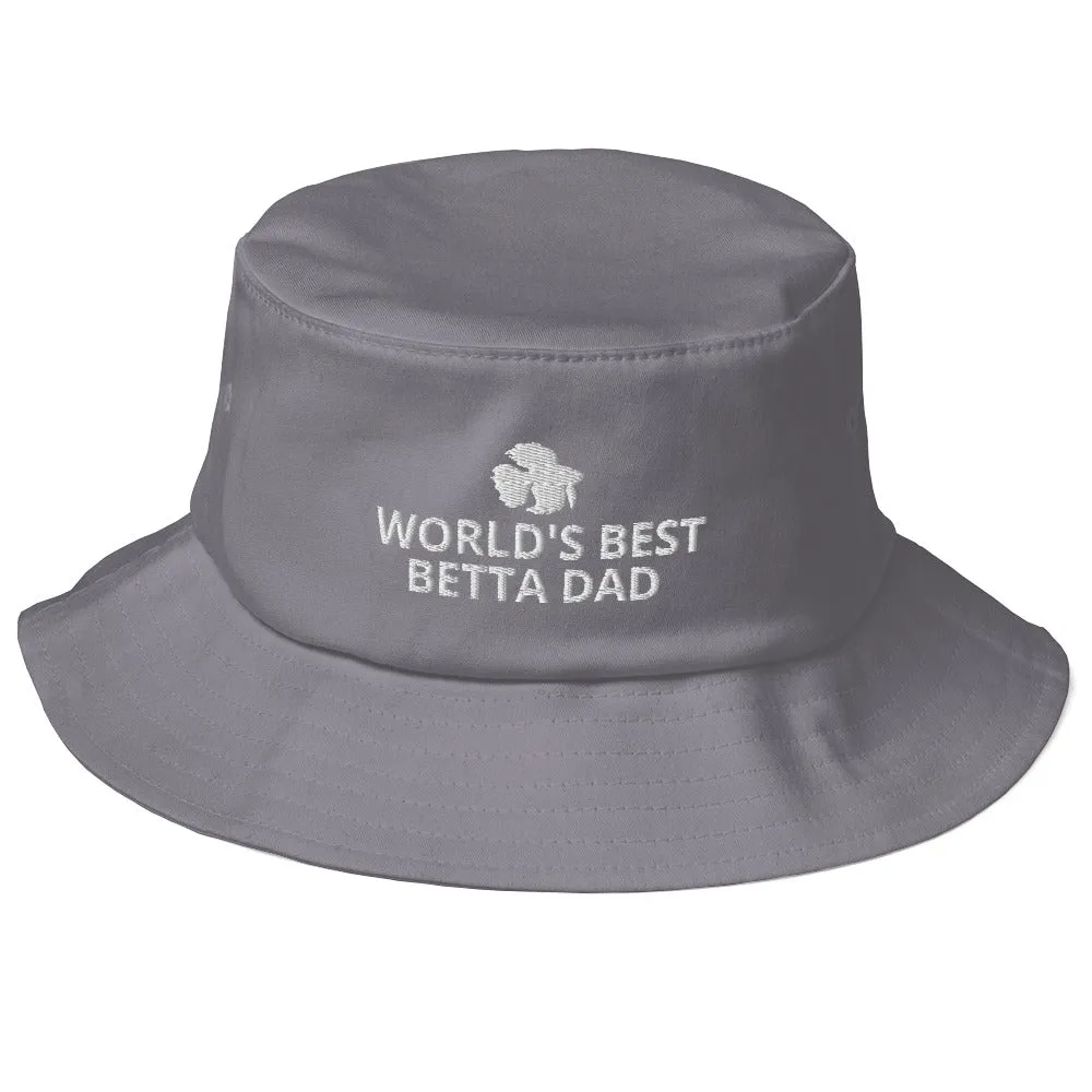 Betta Old School Bucket Hat | World's Best Betta Dad | Perfect gift for the Betta Fish lover! | Multiple Hat Colors Available