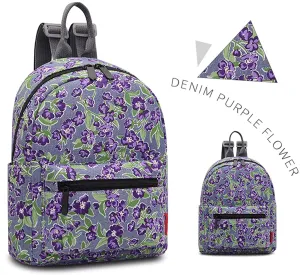 Bravo BTS Mini Denim Backpack 10" (Purple Flower)