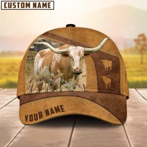 Custom Name Texas Longhorn Cattle Cap, Cattle Hat, Farm Baseball Hat, Cap Hat For Farmer Farm Lover