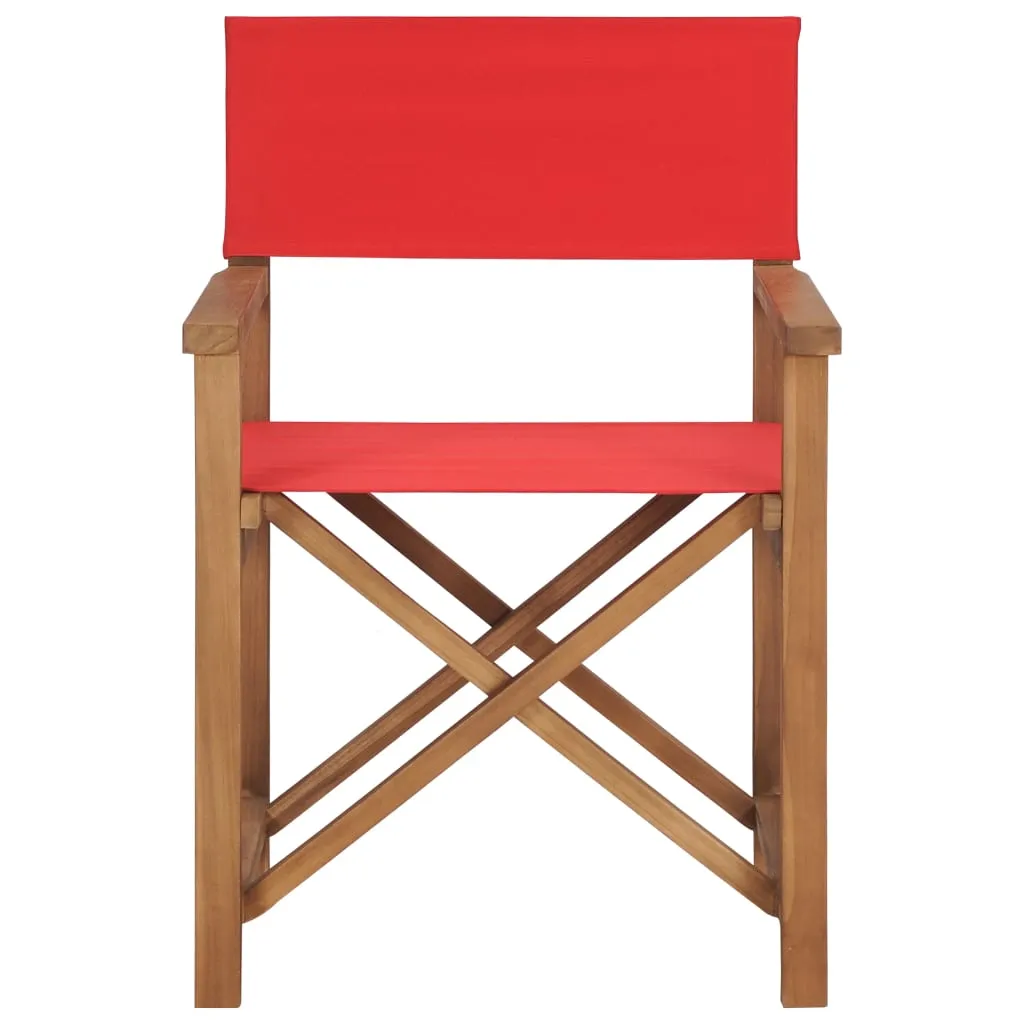 Director's Chair Solid Teak Wood Red