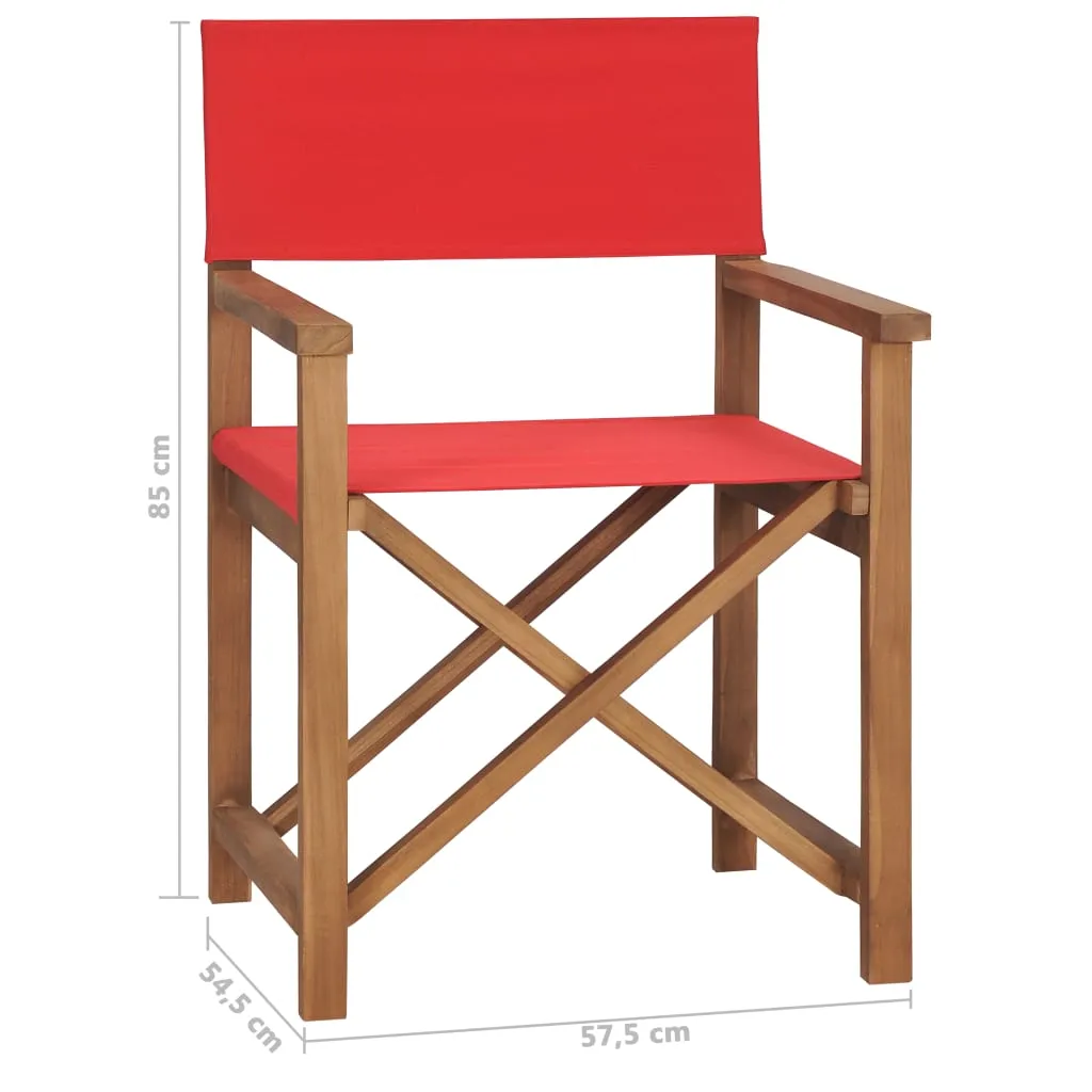 Director's Chair Solid Teak Wood Red