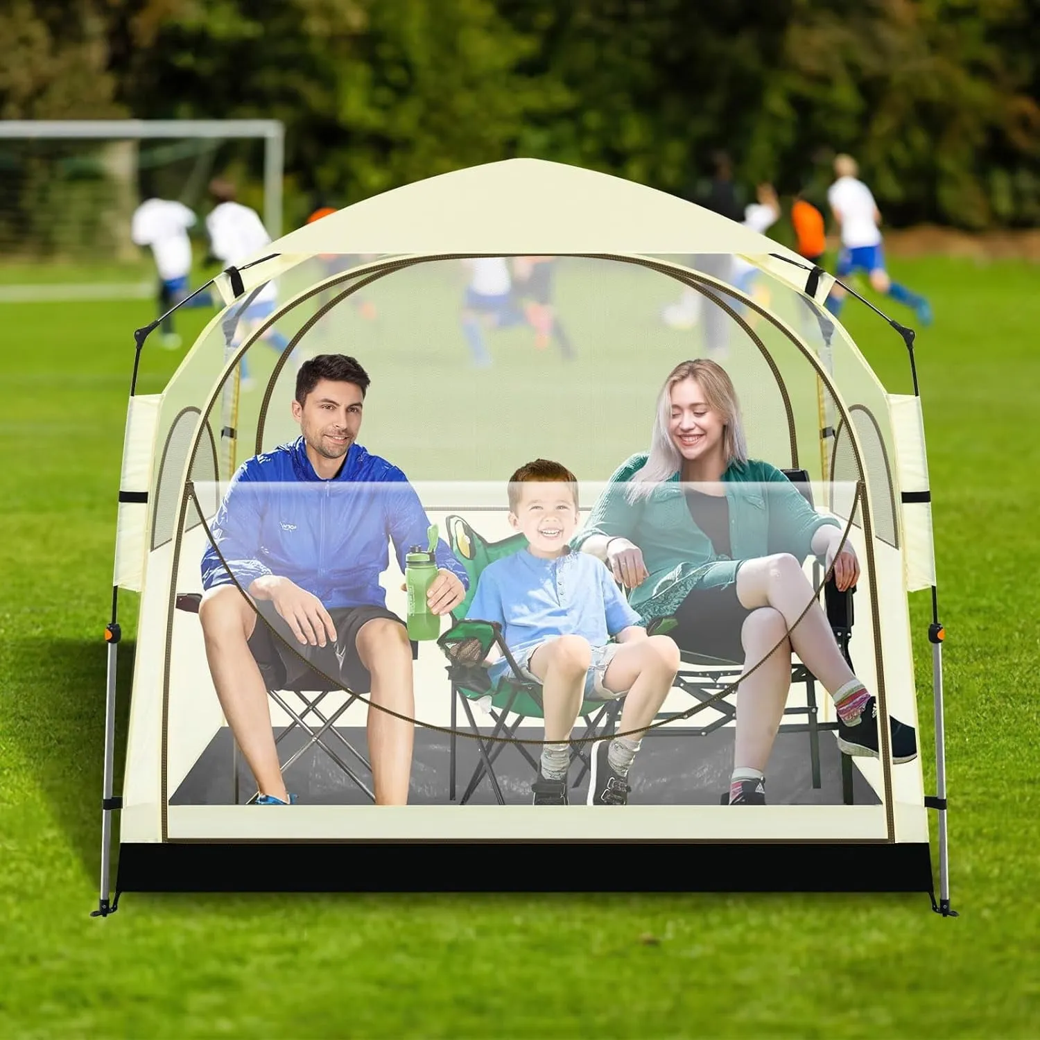 essential Sport Tent Pop Up Shelter- Removable Top Cover and Sealed Floor Bubble Tent with 4 Ventilation Ports - 540Â° Clear View and Mesh Windows for 1-3 People Outdoor Activities