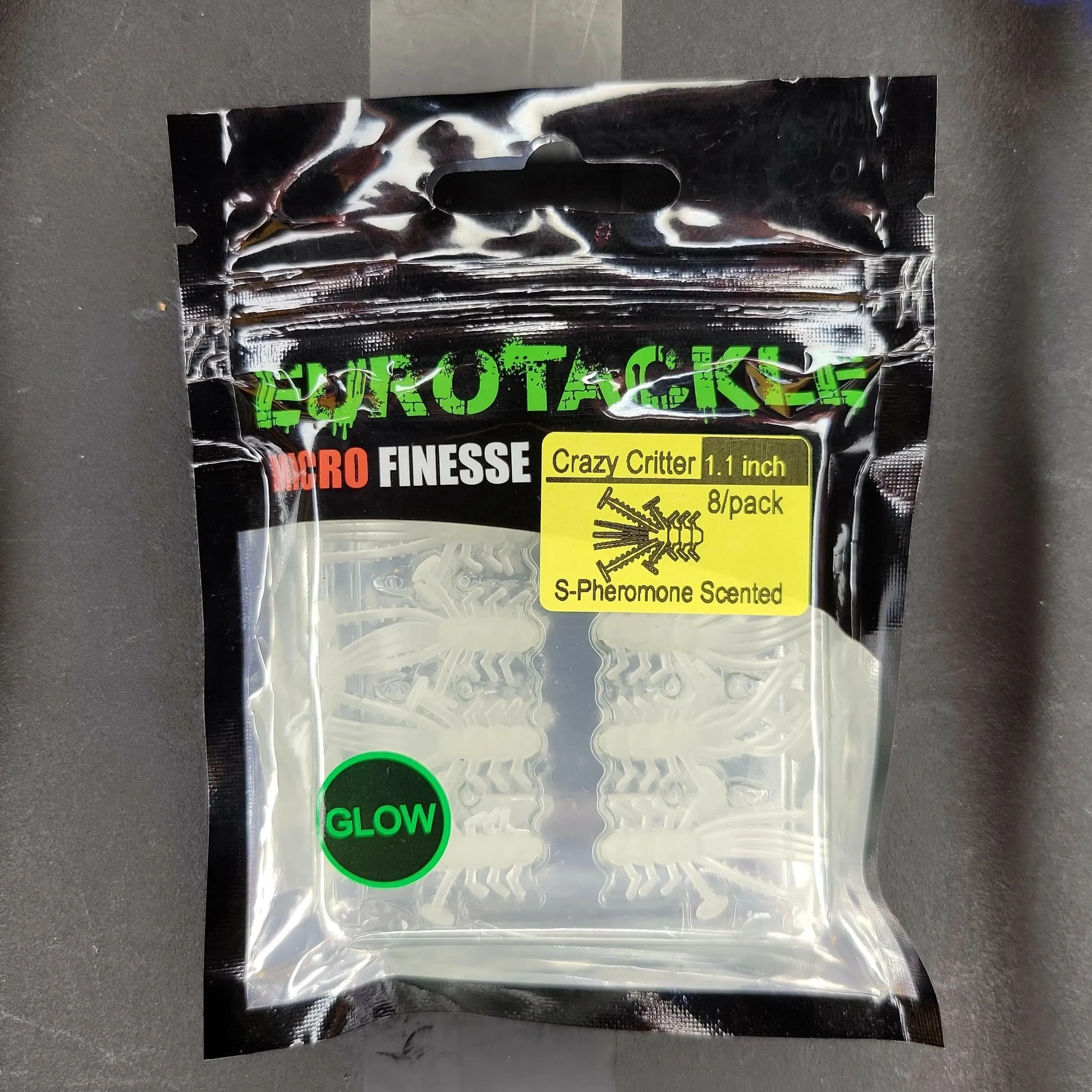 EuroTackle Crazy Critter Bait Superglow 8/pk