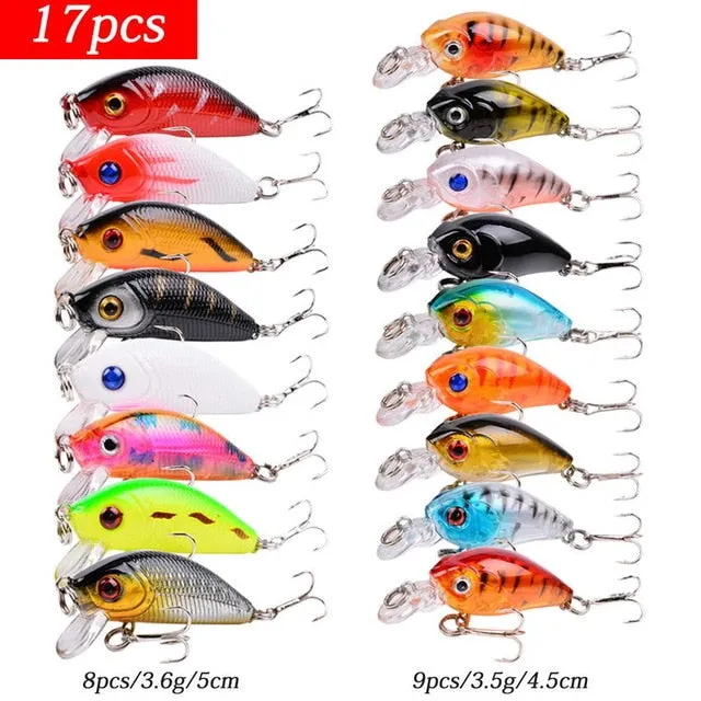 Fishing Lure Set - Hard Bait Mini Minnow/ Floating Swing Crankbait/ Crazy Wobblers/ Artificial Bionic Crank Lures