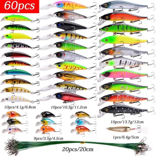 Fishing Lure Set - Hard Bait Mini Minnow/ Floating Swing Crankbait/ Crazy Wobblers/ Artificial Bionic Crank Lures