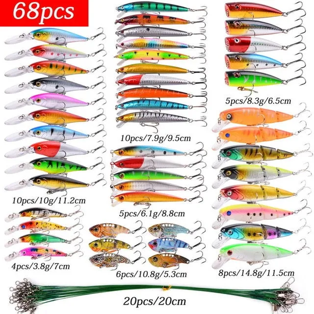 Fishing Lure Set - Hard Bait Mini Minnow/ Floating Swing Crankbait/ Crazy Wobblers/ Artificial Bionic Crank Lures