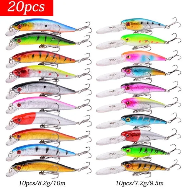 Fishing Lure Set - Hard Bait Mini Minnow/ Floating Swing Crankbait/ Crazy Wobblers/ Artificial Bionic Crank Lures