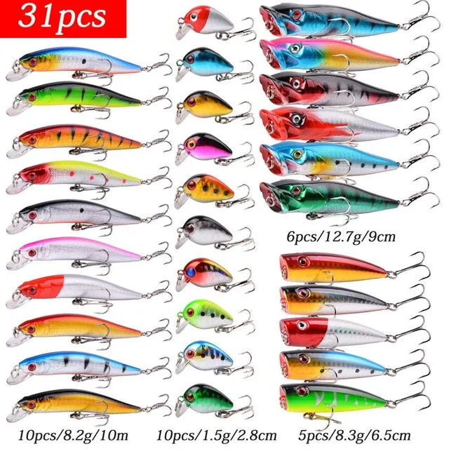 Fishing Lure Set - Hard Bait Mini Minnow/ Floating Swing Crankbait/ Crazy Wobblers/ Artificial Bionic Crank Lures