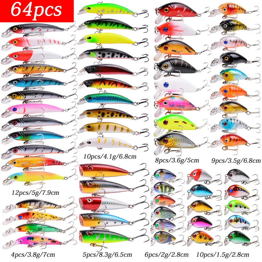 Fishing Lure Set - Hard Bait Mini Minnow/ Floating Swing Crankbait/ Crazy Wobblers/ Artificial Bionic Crank Lures