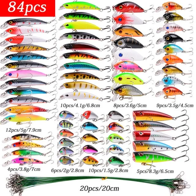 Fishing Lure Set - Hard Bait Mini Minnow/ Floating Swing Crankbait/ Crazy Wobblers/ Artificial Bionic Crank Lures