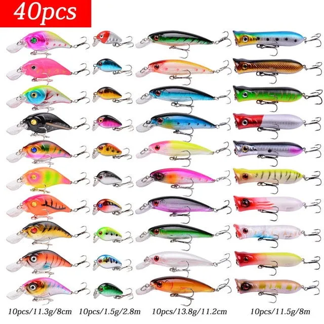 Fishing Lure Set - Hard Bait Mini Minnow/ Floating Swing Crankbait/ Crazy Wobblers/ Artificial Bionic Crank Lures