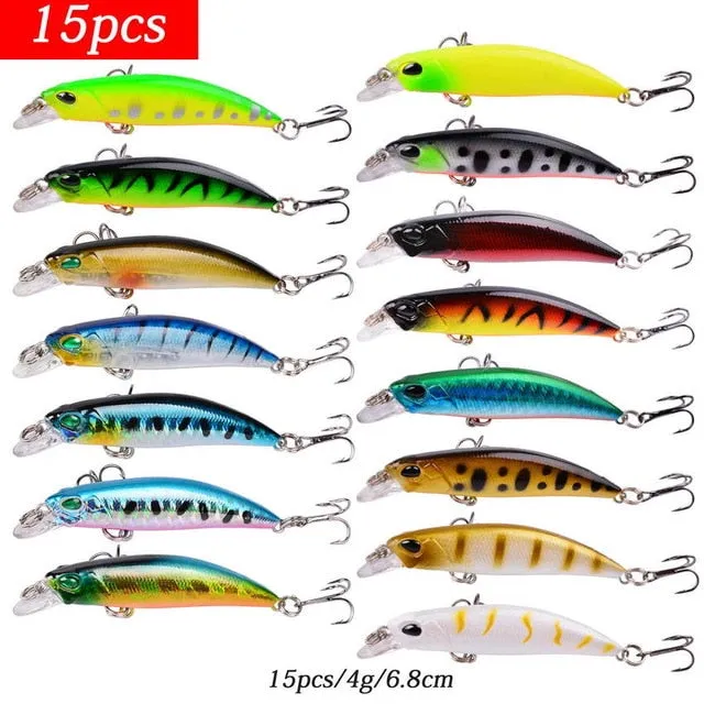 Fishing Lure Set - Hard Bait Mini Minnow/ Floating Swing Crankbait/ Crazy Wobblers/ Artificial Bionic Crank Lures