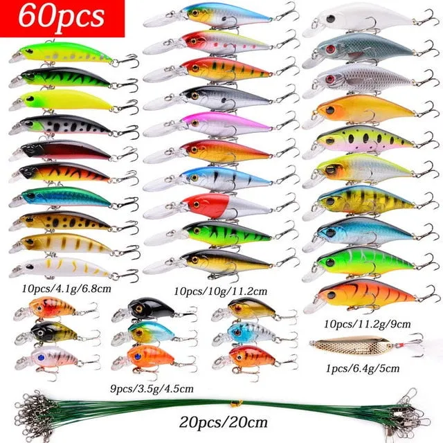 Fishing Lure Set - Hard Bait Mini Minnow/ Floating Swing Crankbait/ Crazy Wobblers/ Artificial Bionic Crank Lures