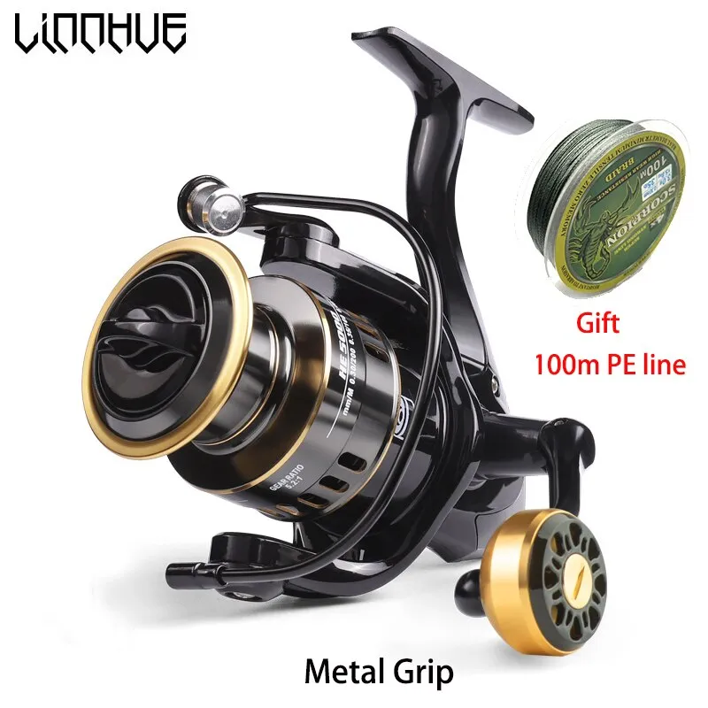 Fishing Reel HE500-7000 Drag 10kg Metal/EVA Ball Grip Spool Spinning Reel Saltwater Reel For Carp Reel Fishing Pesca