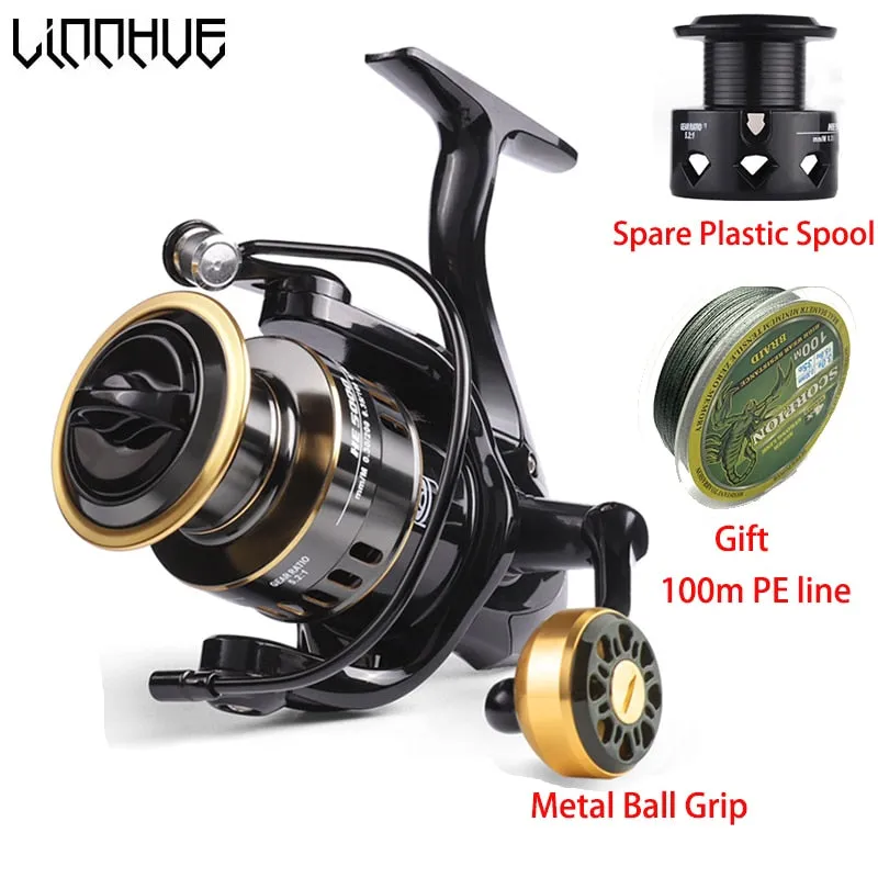 Fishing Reel HE500-7000 Drag 10kg Metal/EVA Ball Grip Spool Spinning Reel Saltwater Reel For Carp Reel Fishing Pesca