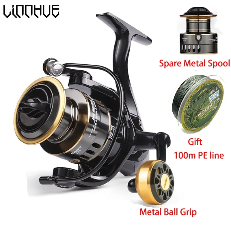 Fishing Reel HE500-7000 Drag 10kg Metal/EVA Ball Grip Spool Spinning Reel Saltwater Reel For Carp Reel Fishing Pesca