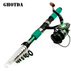 Fishing Rod Combo 1.8-3.6m Telescopic Fishing Rod and Spinning Fishing Reel