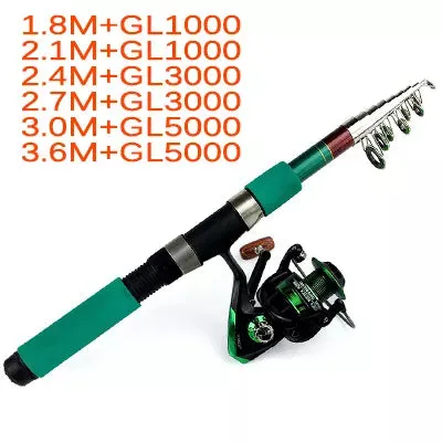 Fishing Rod Combo 1.8-3.6m Telescopic Fishing Rod and Spinning Fishing Reel