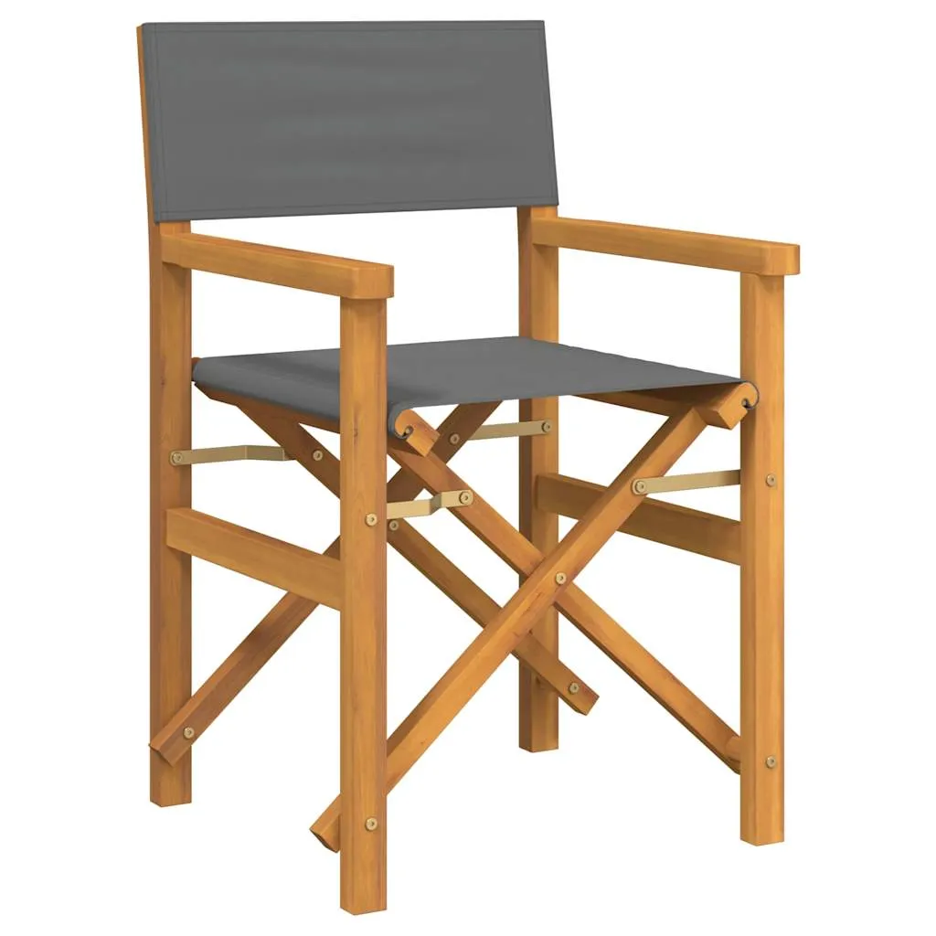 Folding Director's Chairs 2 pcs Grey Solid Wood Teak