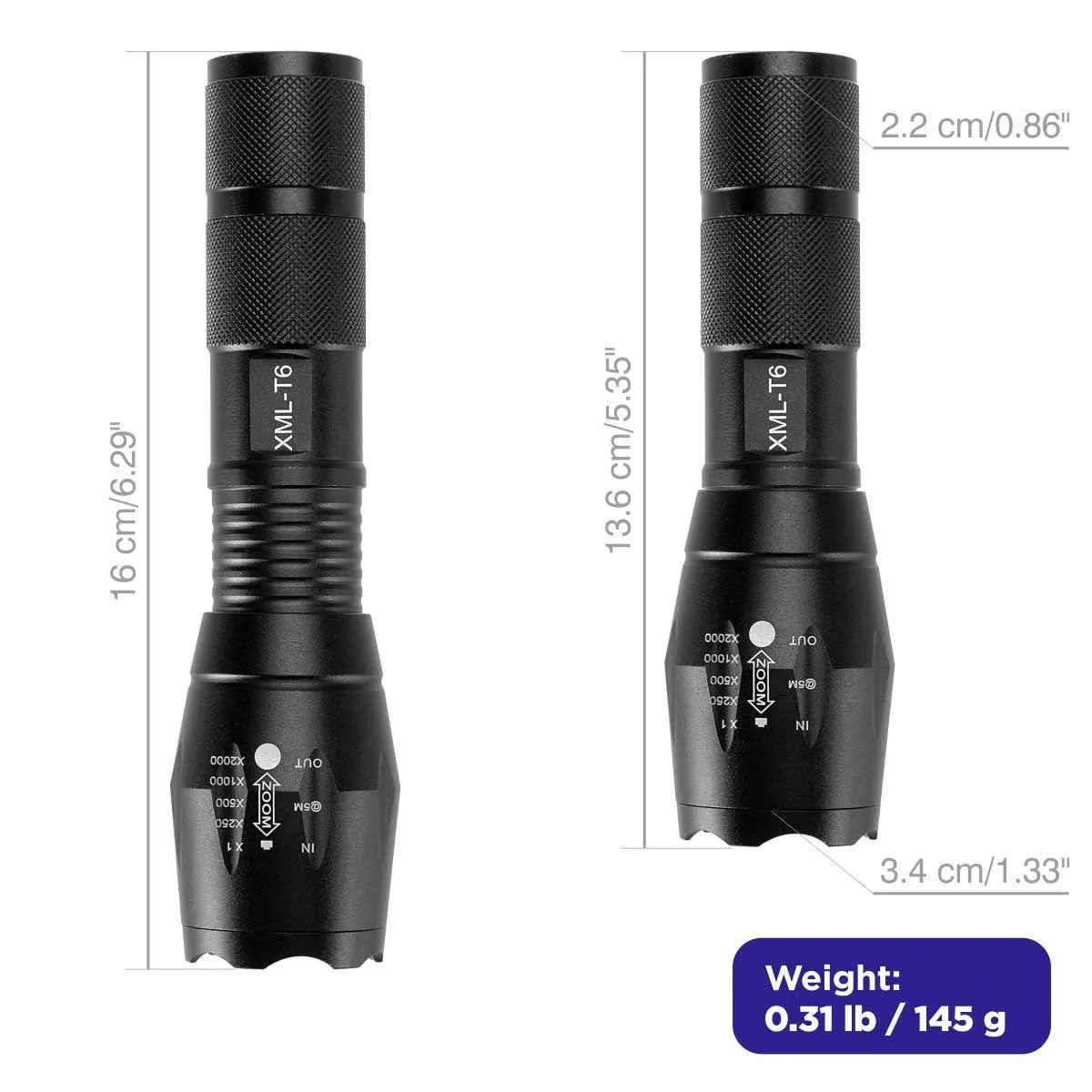 Handheld Portable Flashlight with Zoom