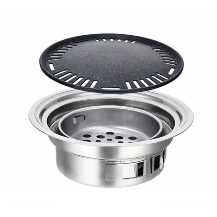 Household Stainless Steel Charcoal Barbecue Stove Outdoor Camping Portable Charcoal Stove Set, Size: 35cm(Stove Body   Bakeware)