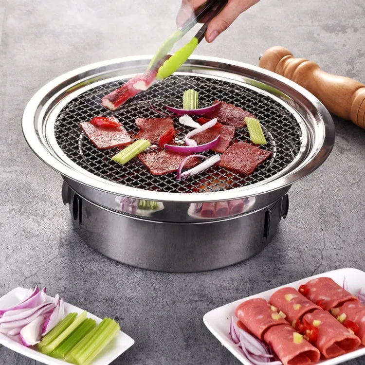 Household Stainless Steel Charcoal Barbecue Stove Outdoor Camping Portable Charcoal Stove Set, Size: 35cm(Stove Body   Bakeware)