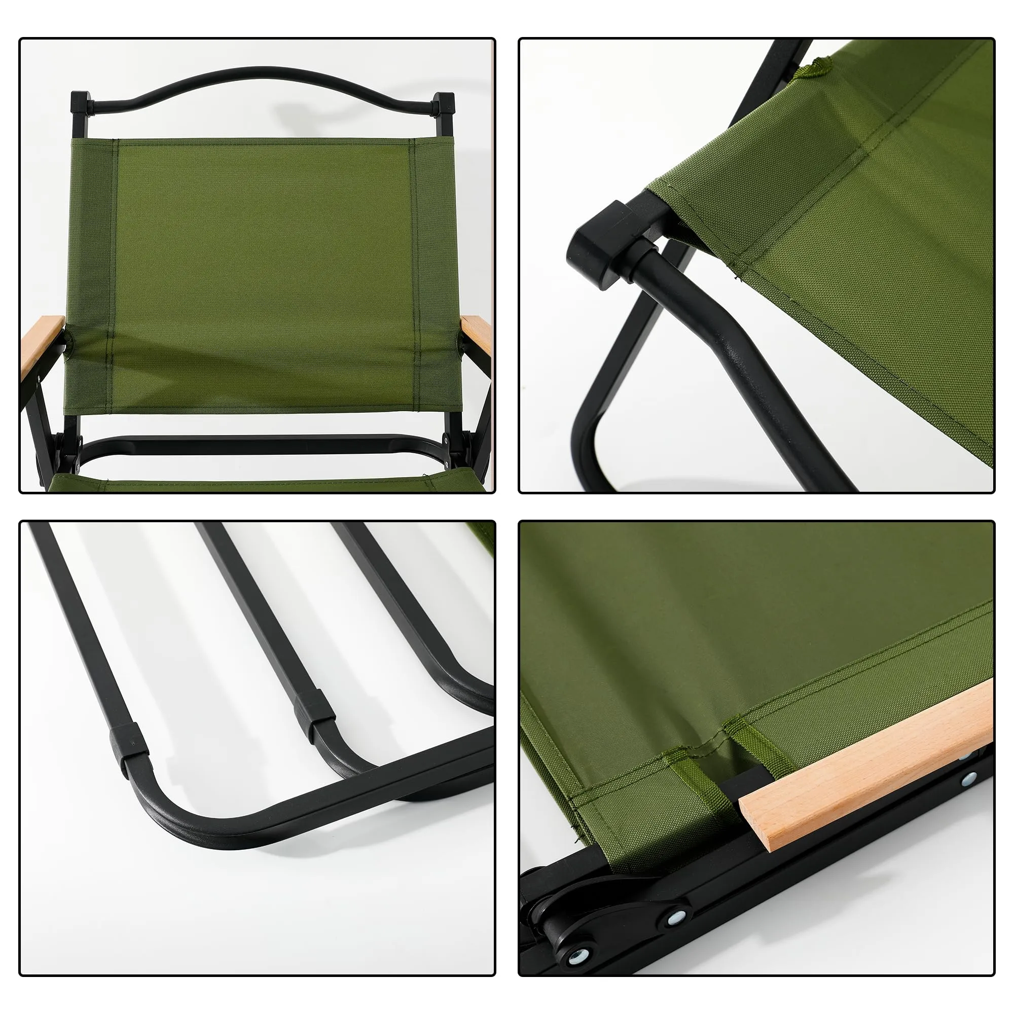 Kuber Industries (Set of 6) Portable & Foldable Chair for Travelling - Camping Cloth Kurchi for Outdoor Beach & Home Aram - Green