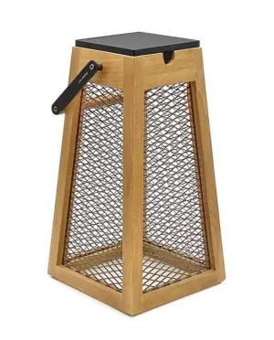 Les Jardins Roam Solar Lantern Teak/Steel Mesh