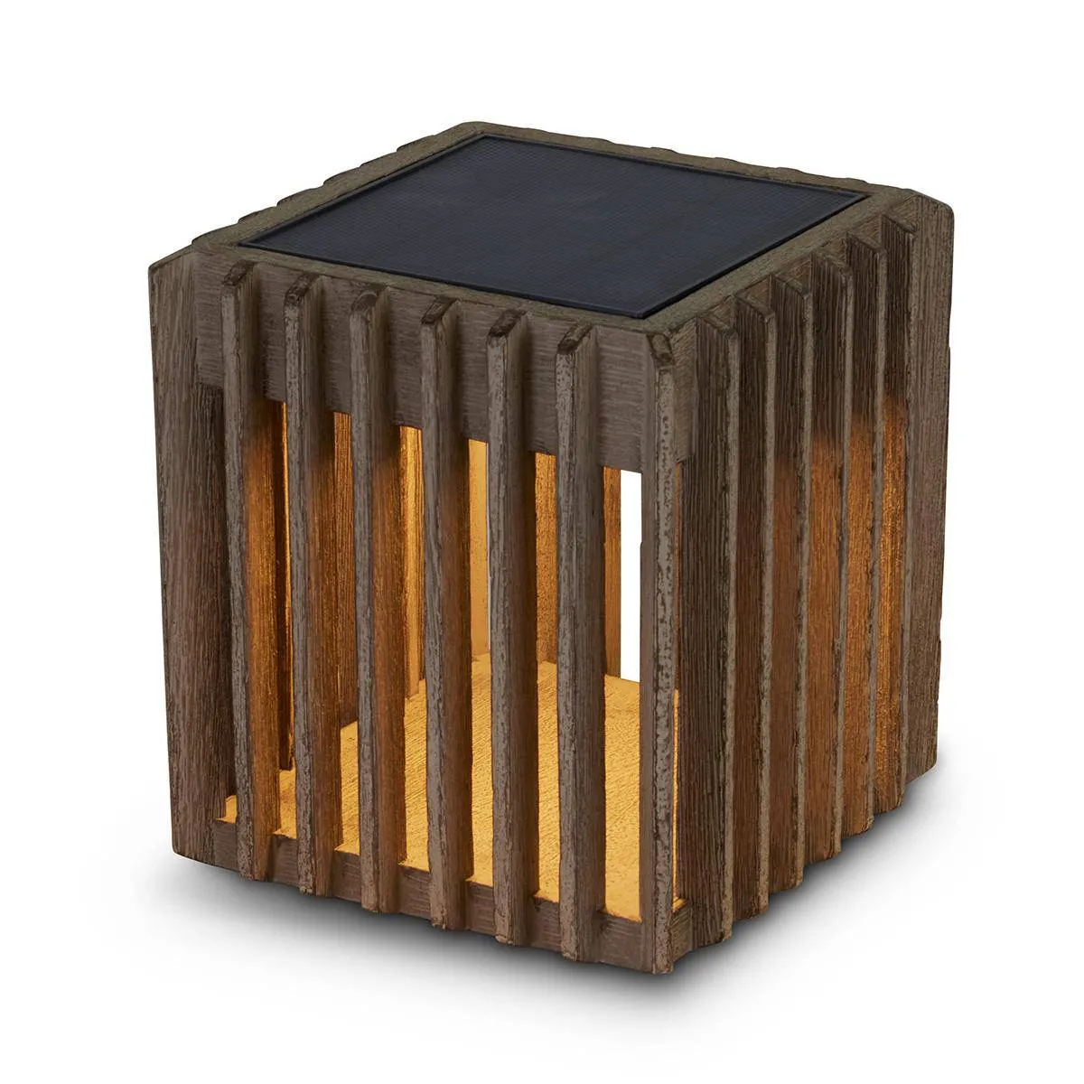 Loft 7" Weathered Teak Solar Lantern