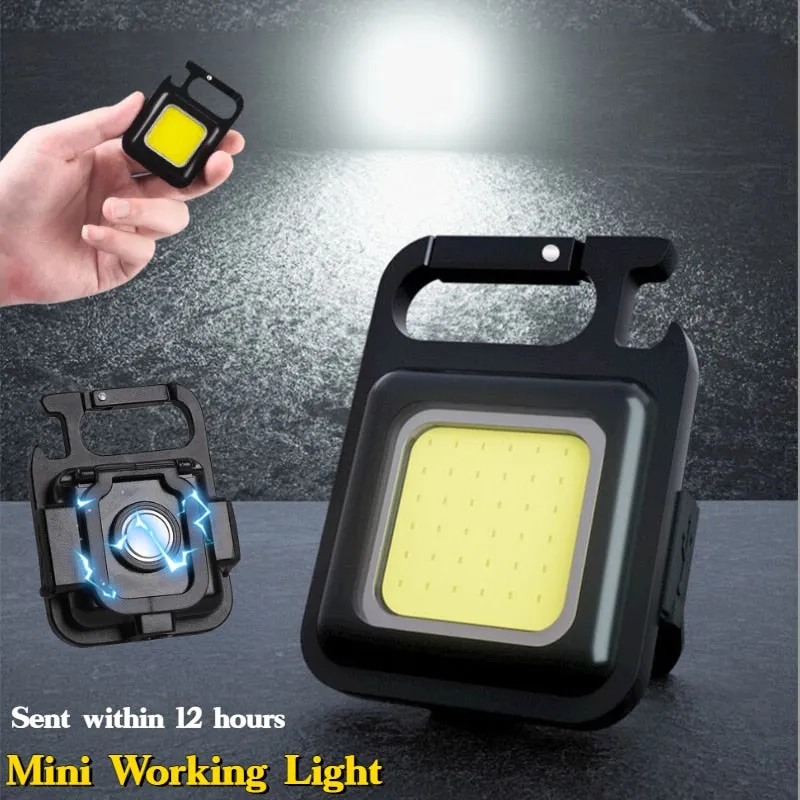 Mini Work Light LED Camping Light 6cm Flashlight Glare COB Keychain Light USB