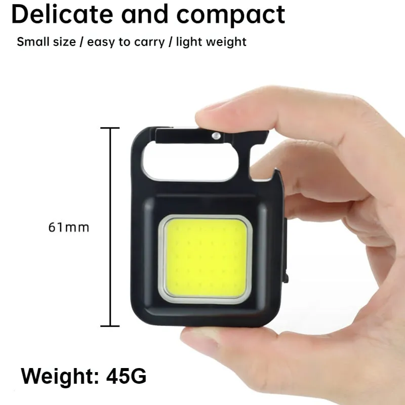 Mini Work Light LED Camping Light 6cm Flashlight Glare COB Keychain Light USB