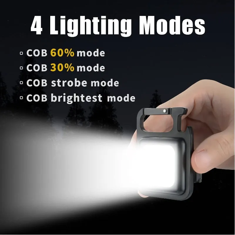 Mini Work Light LED Camping Light 6cm Flashlight Glare COB Keychain Light USB