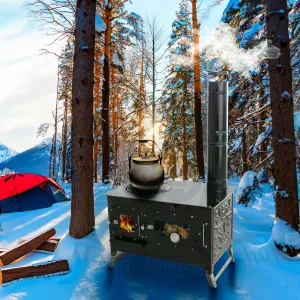 modern Wood Burning Stove,Tent Stove for Heating,Folding Portable Wood Stove for Tent,Cooking,Courtyard,Camping Stove include Chimney Pipes