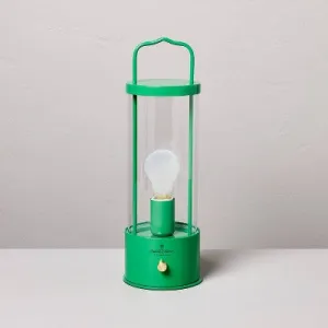 New - Hearth & Hand with Magnolia Portable Outdoor Tabletop LED Lamp Lantern, Green