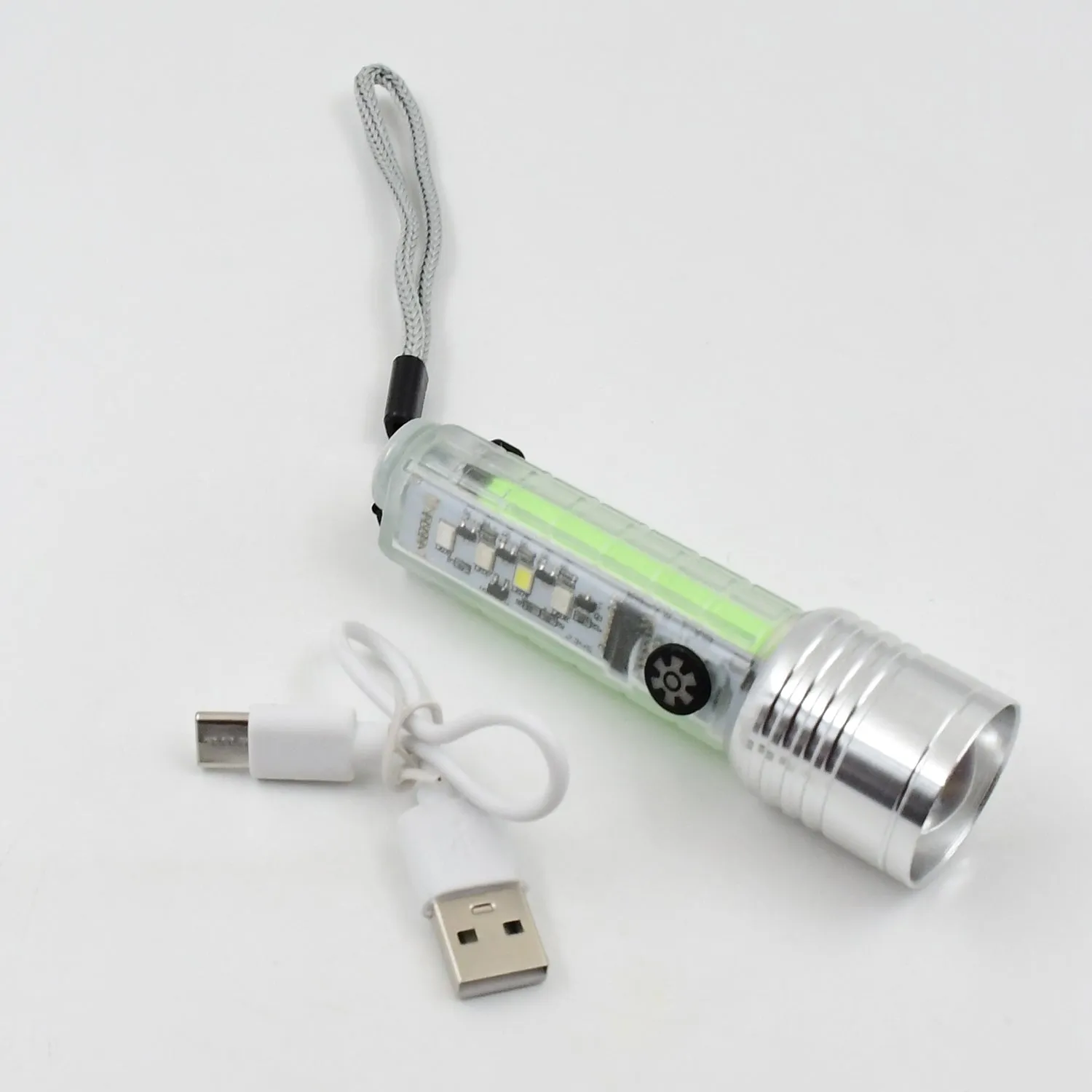 Pattern Flashlight USB Flashlight Rechargeable LED Torch Light (1 Pc)